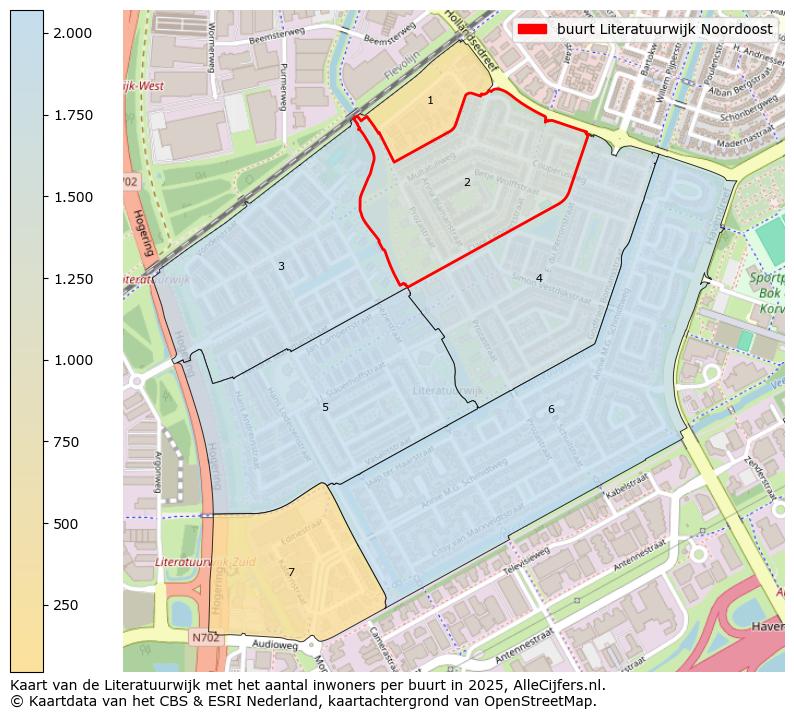 Afbeelding van de buurt Literatuurwijk Noordoost op de kaart.