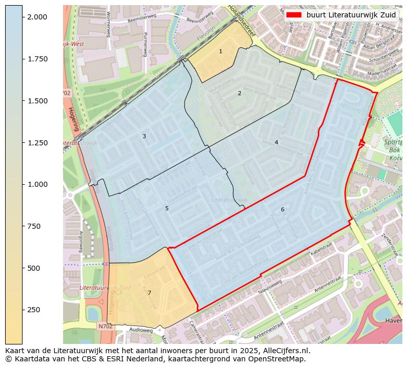 Afbeelding van de buurt Literatuurwijk Zuid op de kaart.
