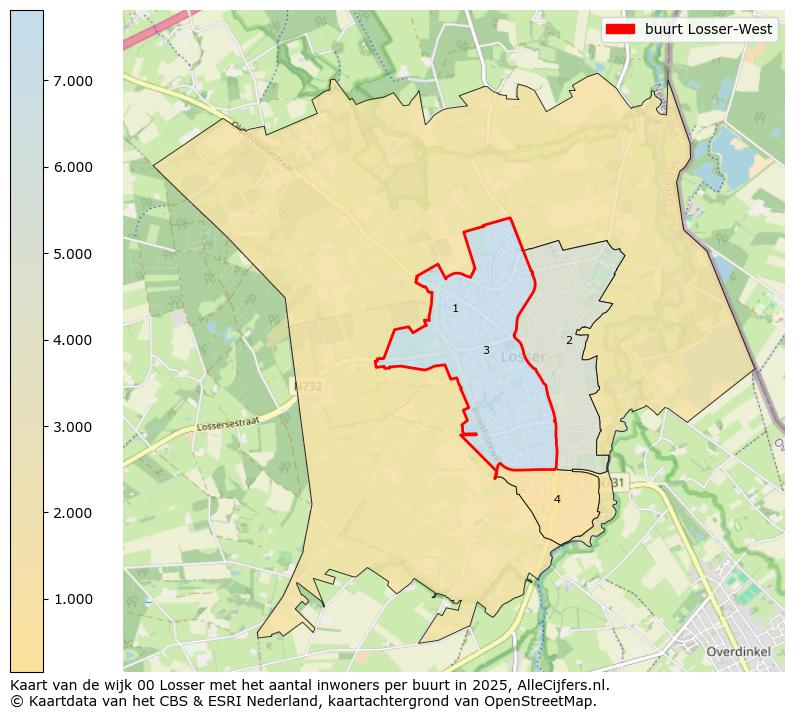 Afbeelding van de buurt Losser-West op de kaart.