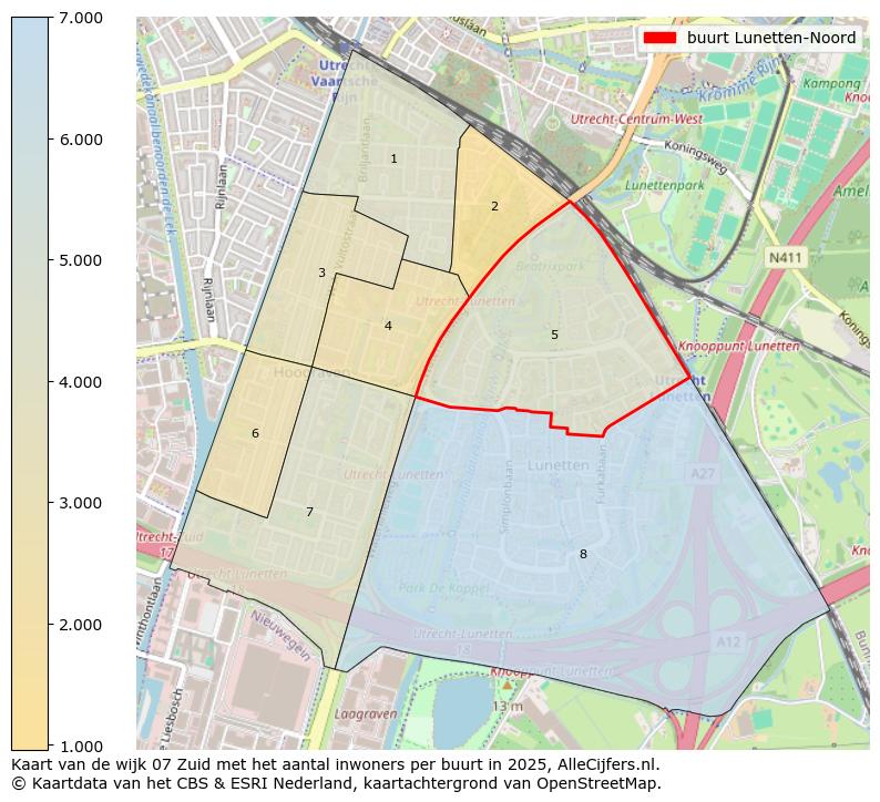 Afbeelding van de buurt Lunetten-Noord op de kaart.