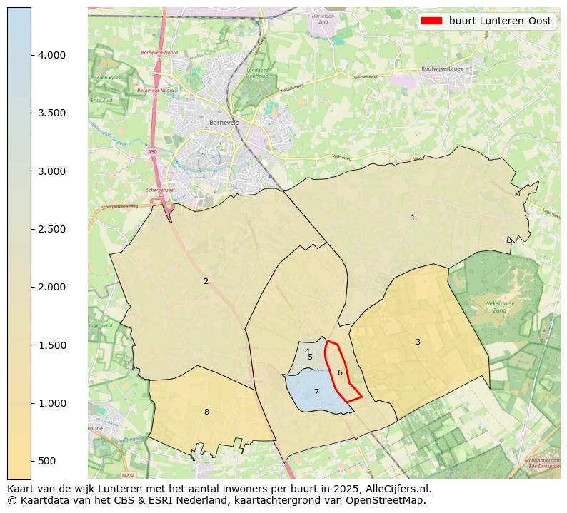 Afbeelding van de buurt Lunteren-Oost op de kaart.