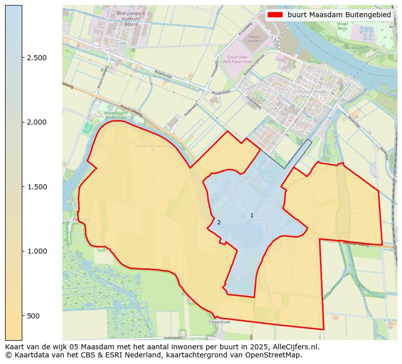 Afbeelding van de buurt Maasdam Buitengebied op de kaart.