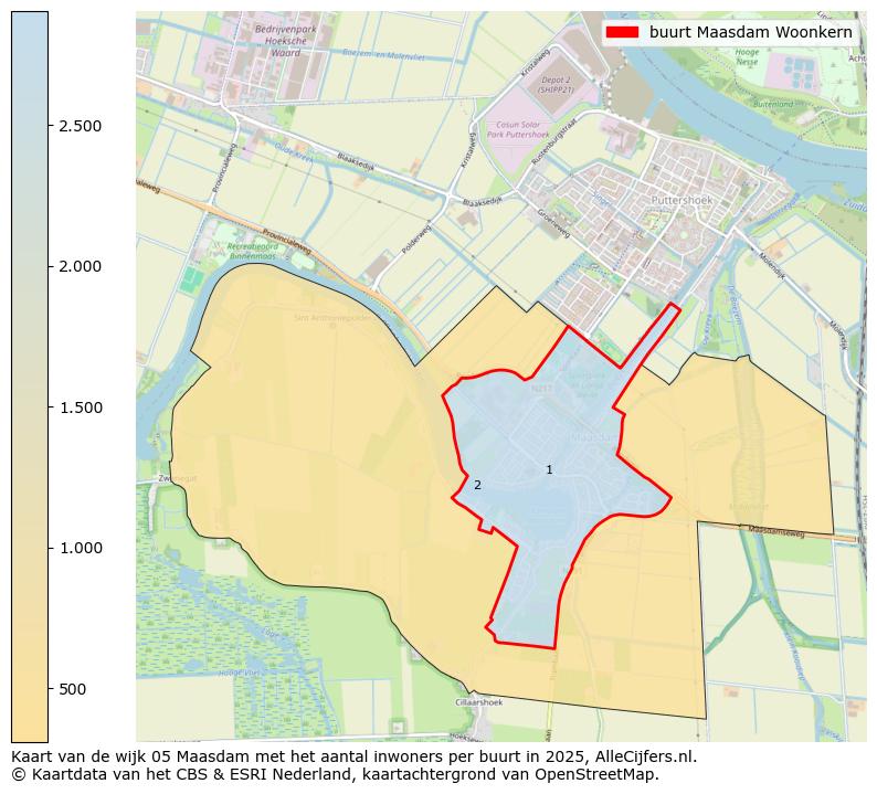 Afbeelding van de buurt Maasdam Woonkern op de kaart.