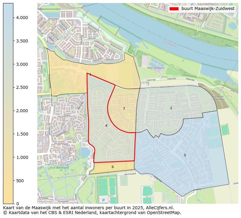 Afbeelding van de buurt Maaswijk-Zuidwest op de kaart.