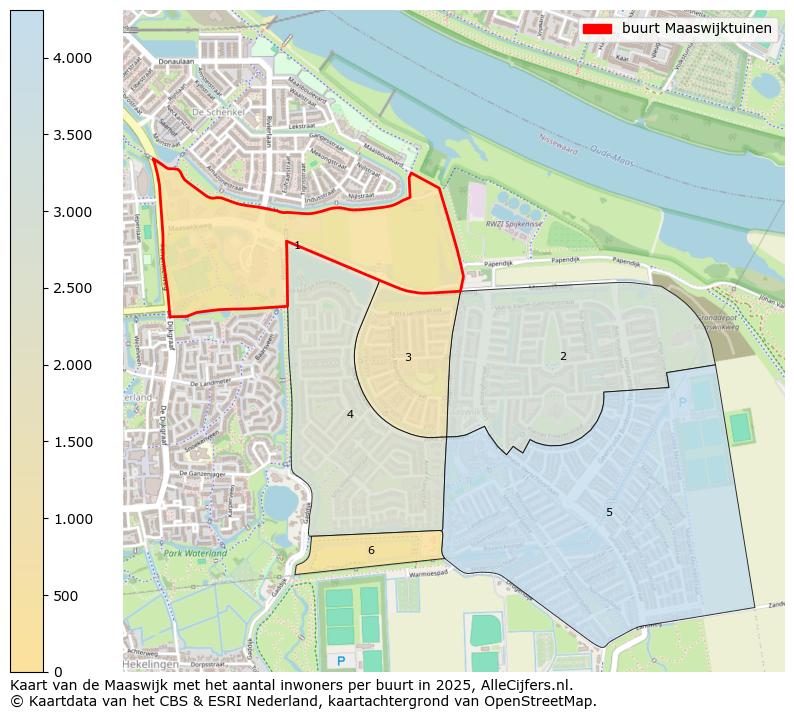 Afbeelding van de buurt Maaswijktuinen op de kaart.