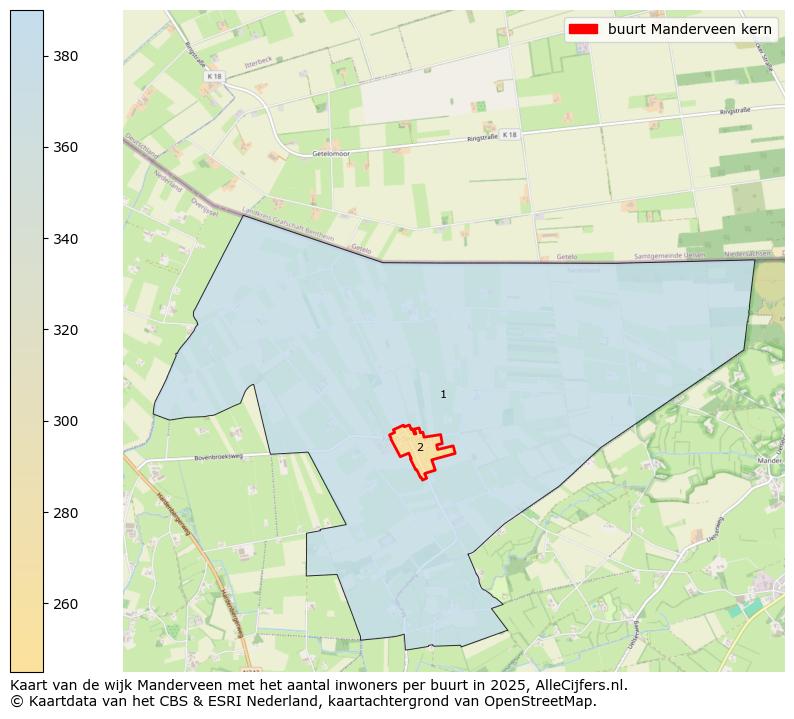 Afbeelding van de buurt Manderveen kern op de kaart.