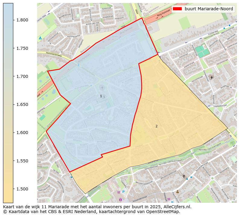 Afbeelding van de buurt Mariarade-Noord op de kaart.