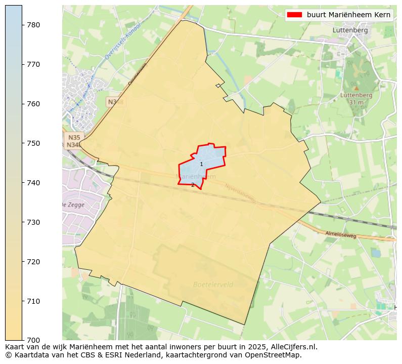 Afbeelding van de buurt Mariënheem Kern op de kaart.