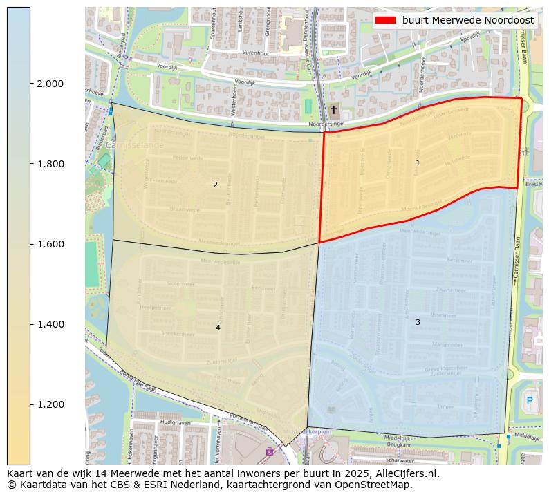 Afbeelding van de buurt Meerwede Noordoost op de kaart.