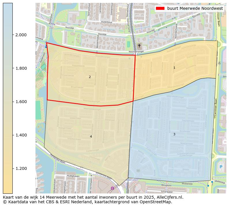 Afbeelding van de buurt Meerwede Noordwest op de kaart.