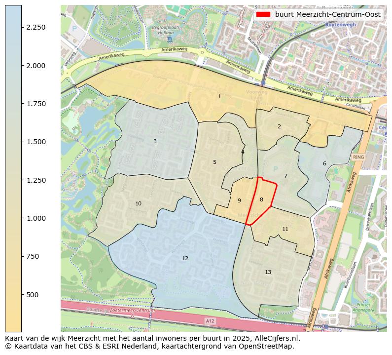 Afbeelding van de buurt Meerzicht-Centrum-Oost op de kaart.