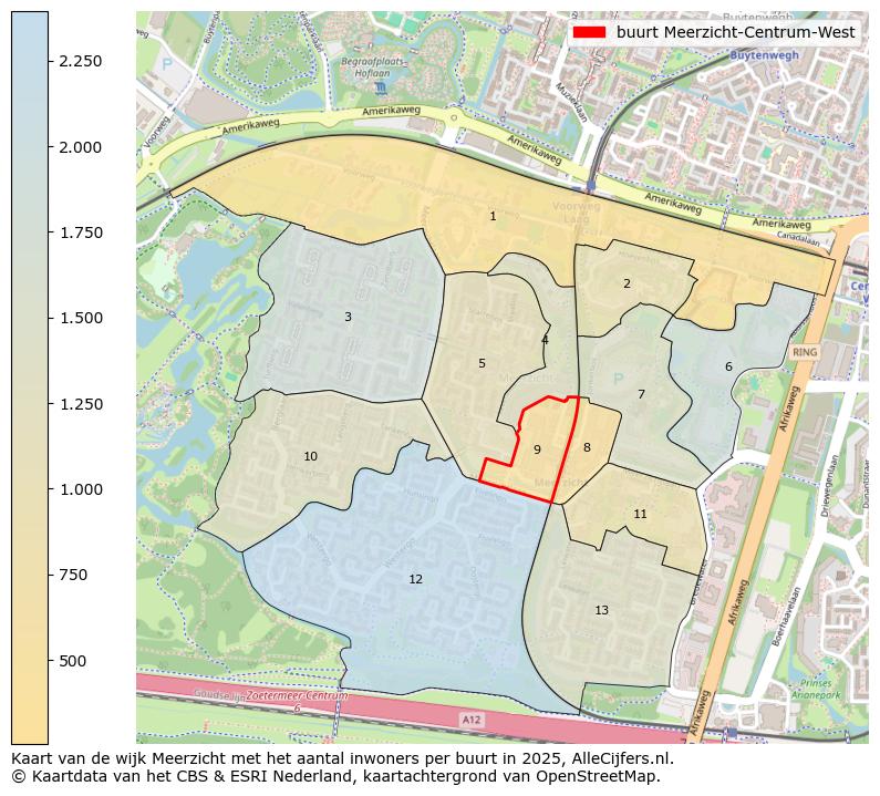 Afbeelding van de buurt Meerzicht-Centrum-West op de kaart.