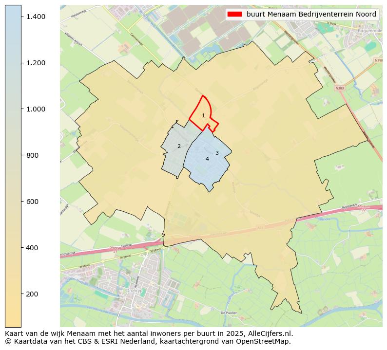 Afbeelding van de buurt Menaam Bedrijventerrein Noord op de kaart.