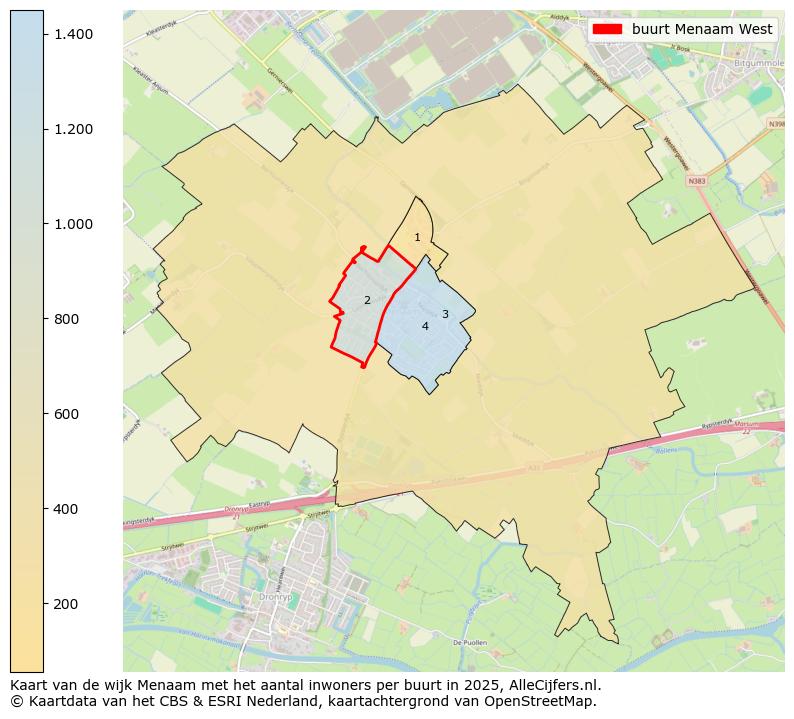 Afbeelding van de buurt Menaam West op de kaart.