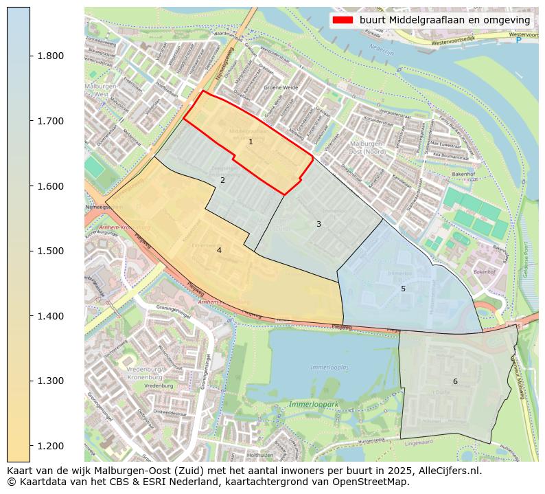 Afbeelding van de buurt Middelgraaflaan en omgeving op de kaart.