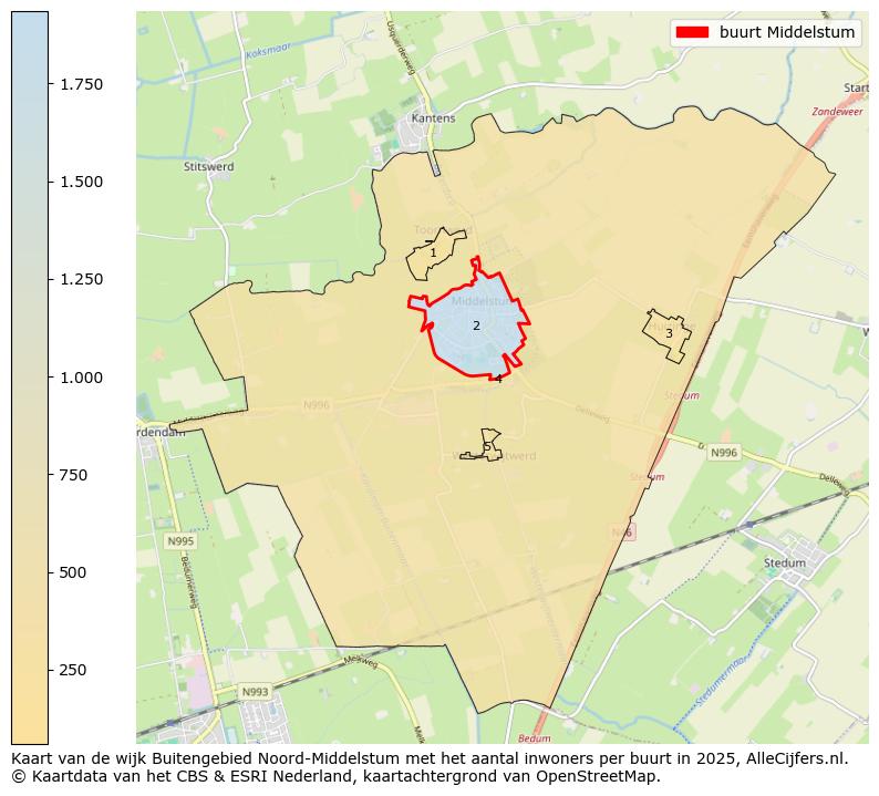 Afbeelding van de buurt Middelstum op de kaart.