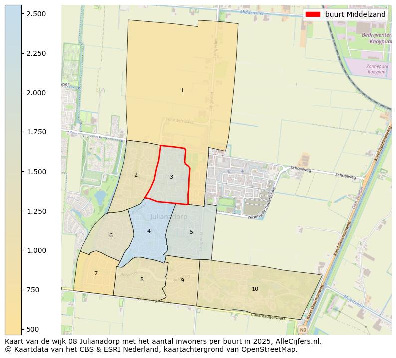Afbeelding van de buurt Middelzand op de kaart.