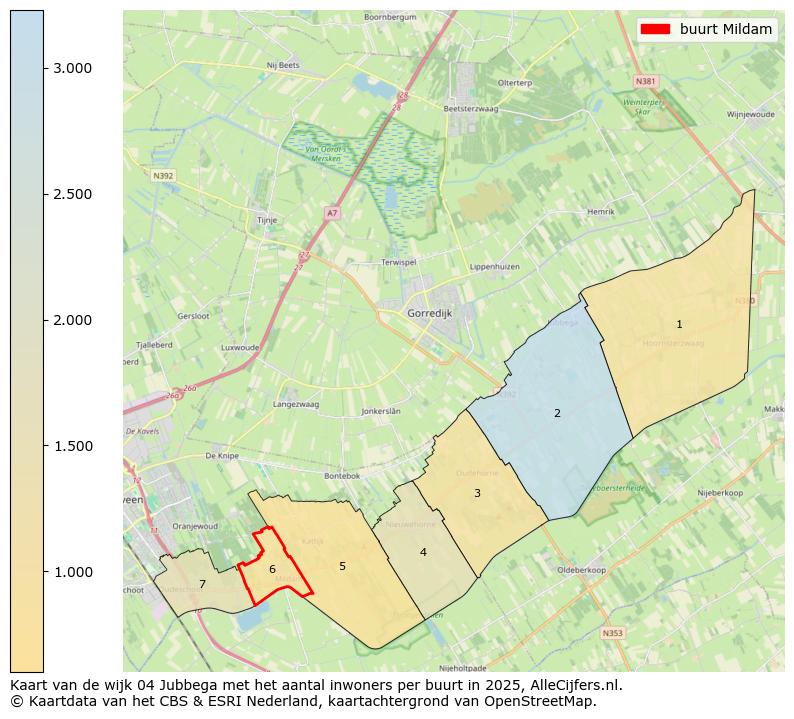 Afbeelding van de buurt Mildam op de kaart.