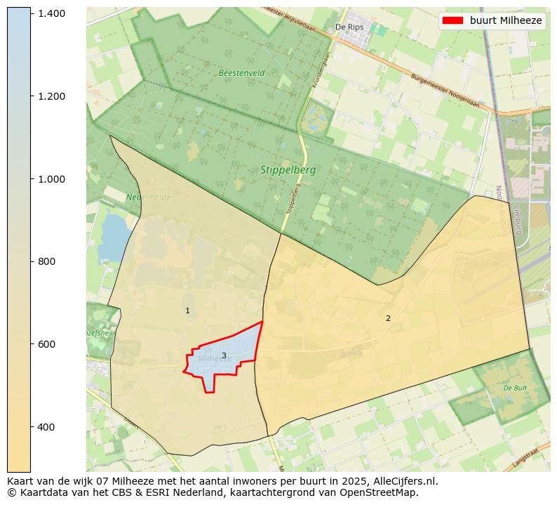 Afbeelding van de buurt Milheeze op de kaart.