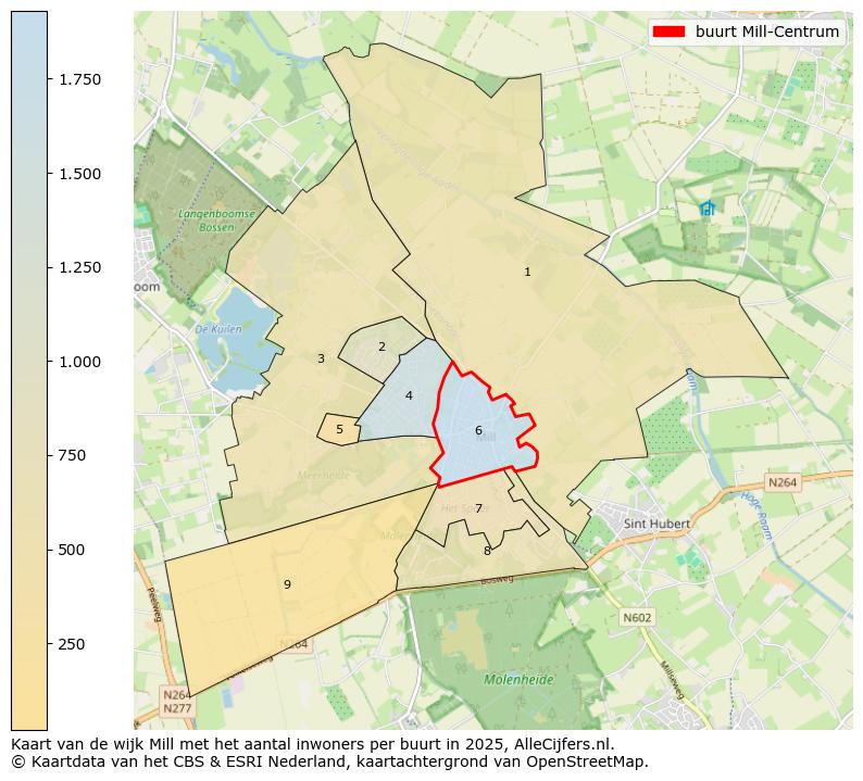 Afbeelding van de buurt Mill-Centrum op de kaart.