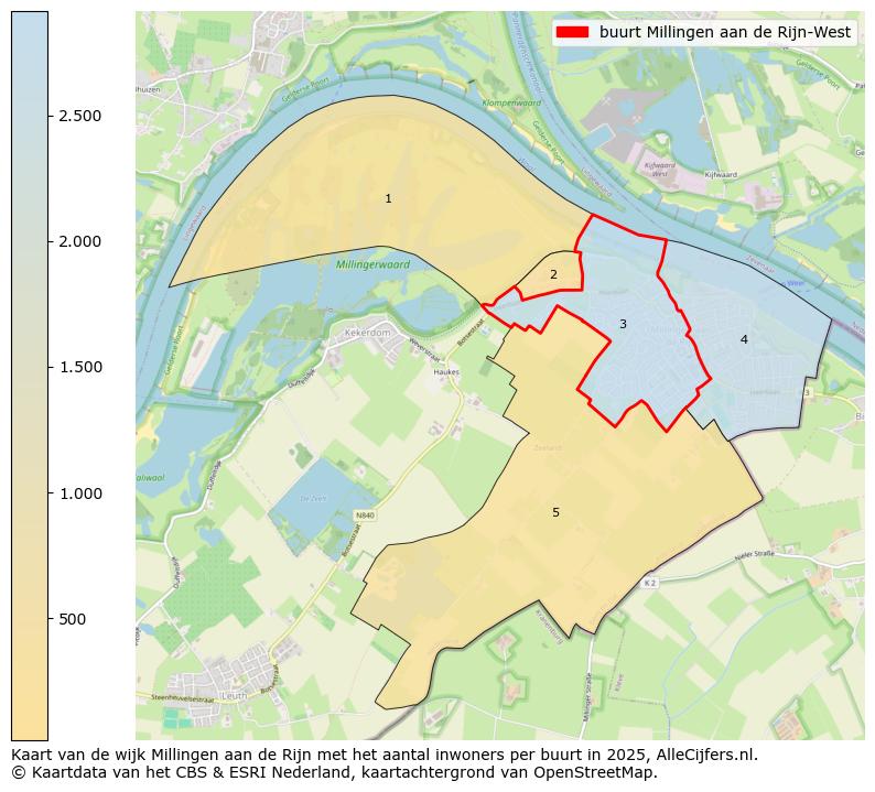 Afbeelding van de buurt Millingen aan de Rijn-West op de kaart.