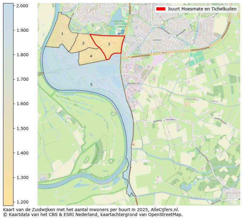 Afbeelding van de buurt Moesmate en Tichelkuilen op de kaart.
