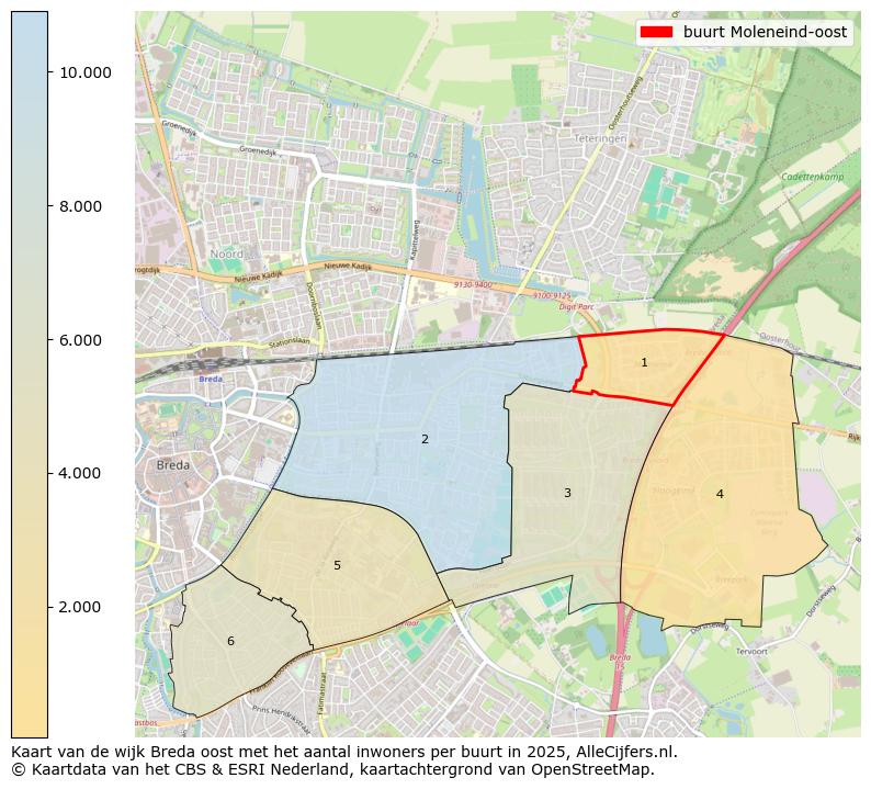 Afbeelding van de buurt Moleneind-oost op de kaart.