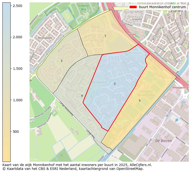 Afbeelding van de buurt Monnikenhof centrum op de kaart.