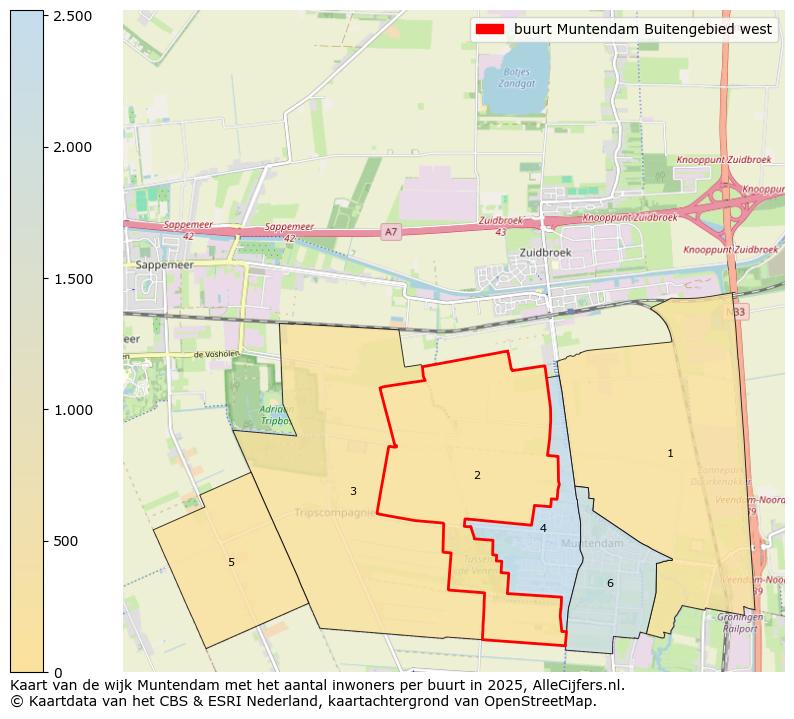 Afbeelding van de buurt Muntendam Buitengebied west op de kaart.
