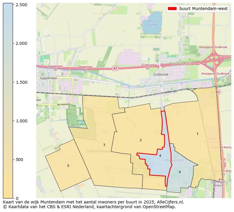 Afbeelding van de buurt Muntendam-west op de kaart.