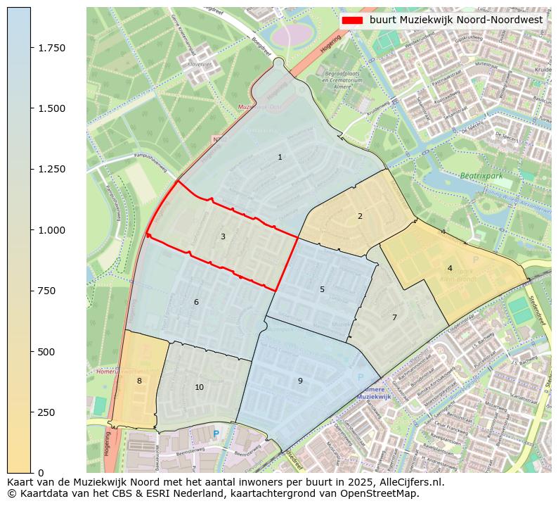 Afbeelding van de buurt Muziekwijk Noord-Noordwest op de kaart.