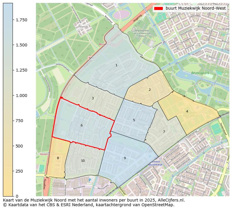 Afbeelding van de buurt Muziekwijk Noord-West op de kaart.