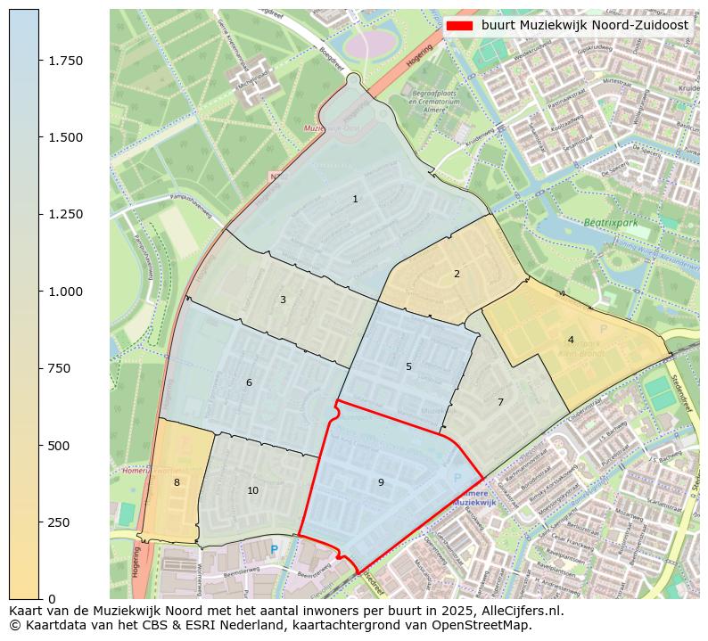 Afbeelding van de buurt Muziekwijk Noord-Zuidoost op de kaart.