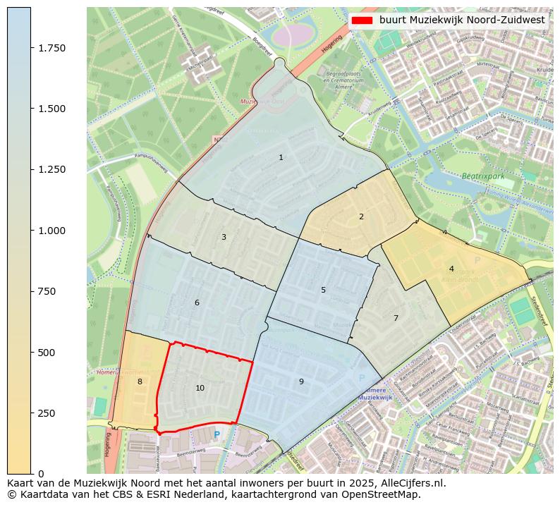 Afbeelding van de buurt Muziekwijk Noord-Zuidwest op de kaart.