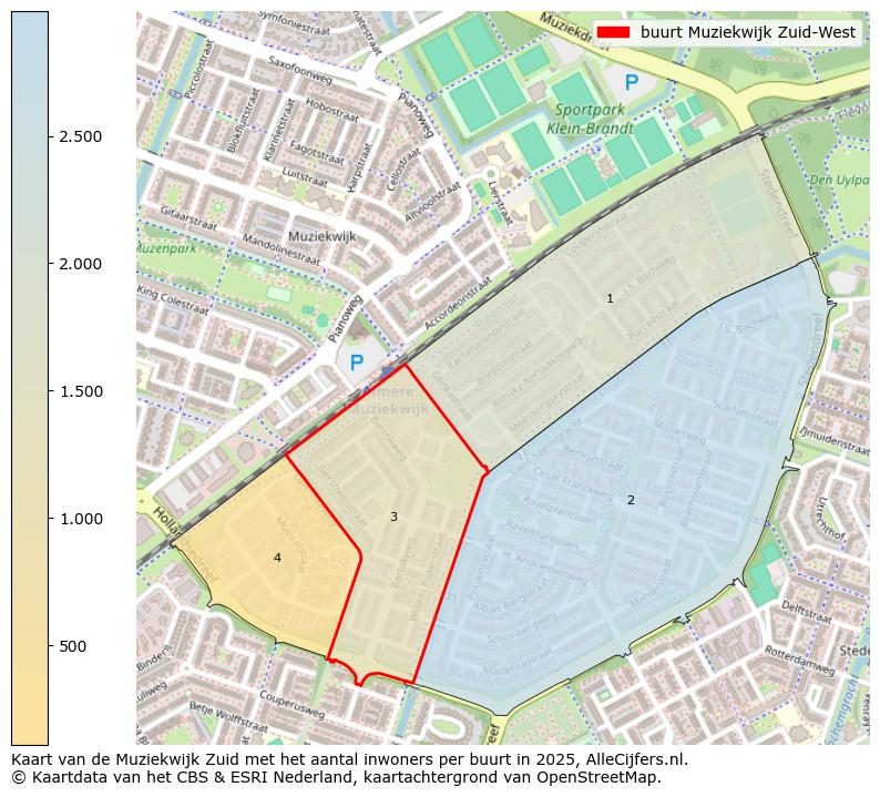 Afbeelding van de buurt Muziekwijk Zuid-West op de kaart.