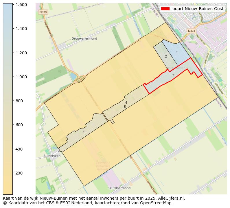 Afbeelding van de buurt Nieuw-Buinen Oost op de kaart.