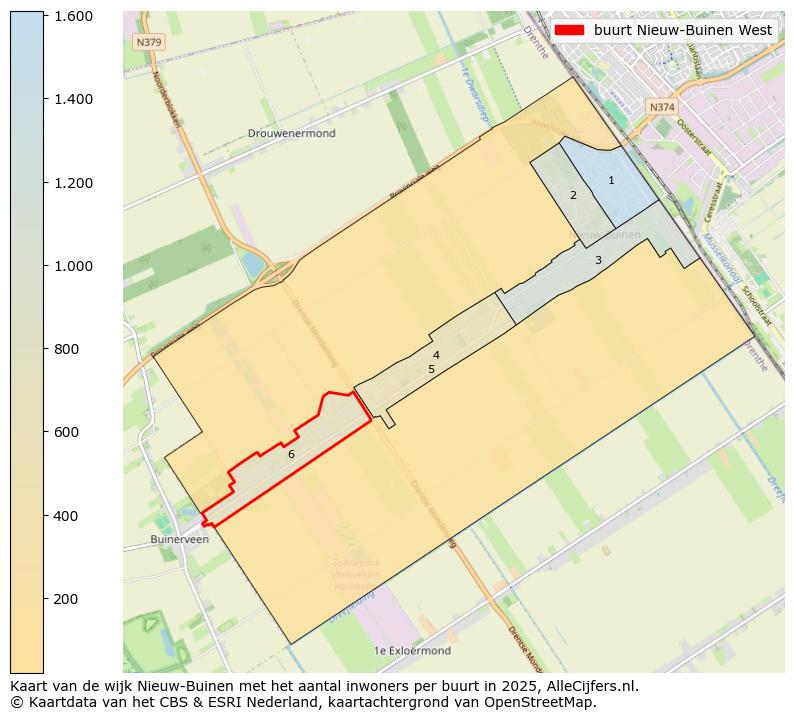 Afbeelding van de buurt Nieuw-Buinen West op de kaart.
