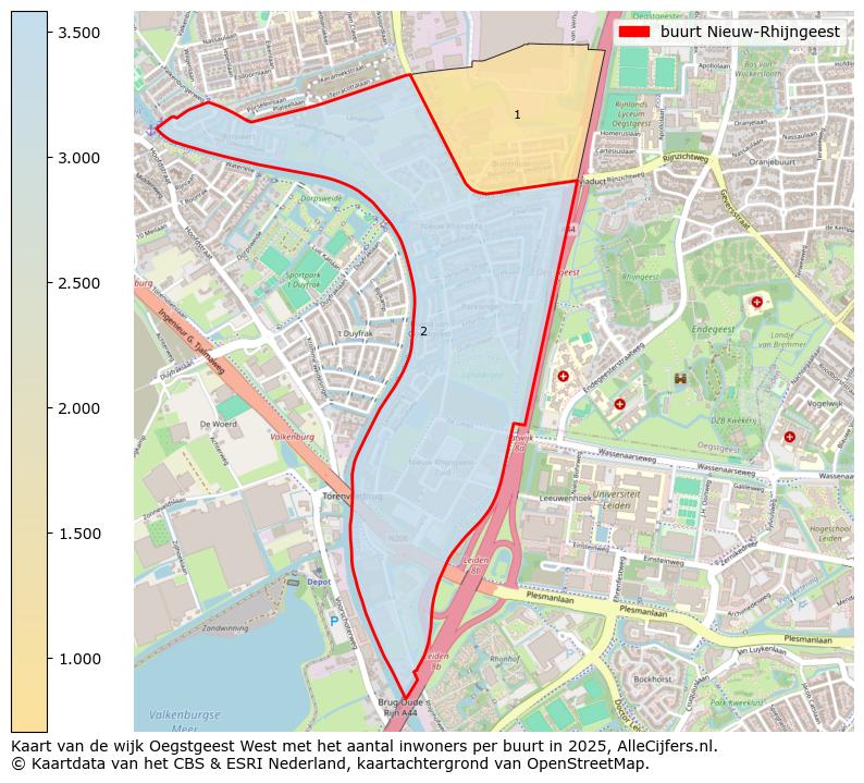 Afbeelding van de buurt Nieuw-Rhijngeest op de kaart.