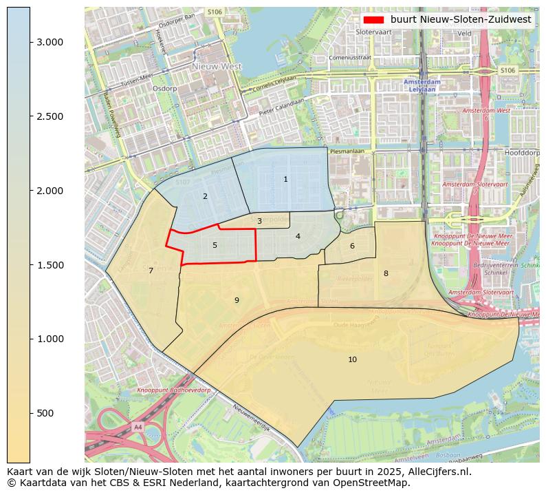 Afbeelding van de buurt Nieuw-Sloten-Zuidwest op de kaart.