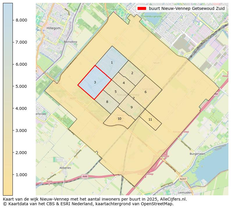 Afbeelding van de buurt Nieuw-Vennep Getsewoud Zuid op de kaart.