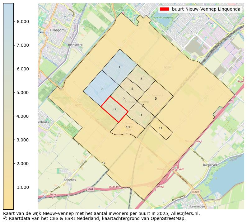 Afbeelding van de buurt Nieuw-Vennep Linquenda op de kaart.