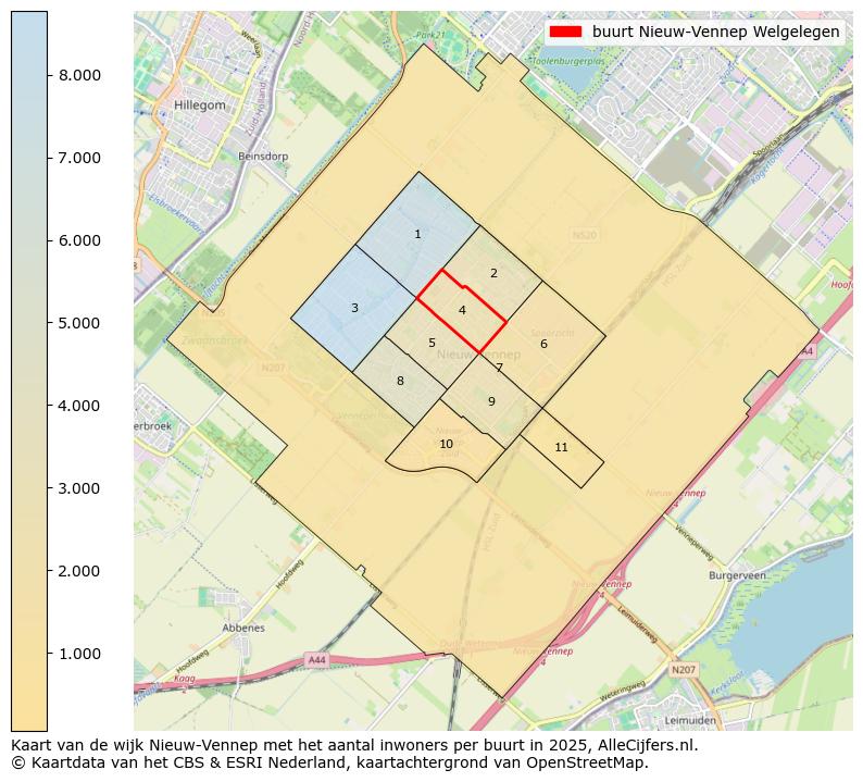 Afbeelding van de buurt Nieuw-Vennep Welgelegen op de kaart.