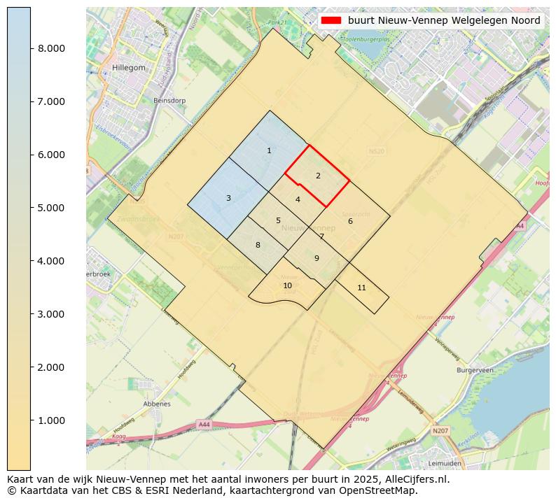 Afbeelding van de buurt Nieuw-Vennep Welgelegen Noord op de kaart.