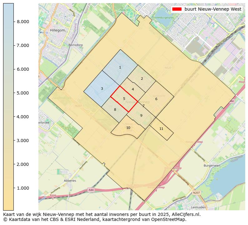 Afbeelding van de buurt Nieuw-Vennep West op de kaart.