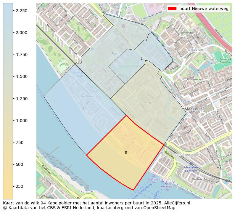 Afbeelding van de buurt Nieuwe waterweg op de kaart.