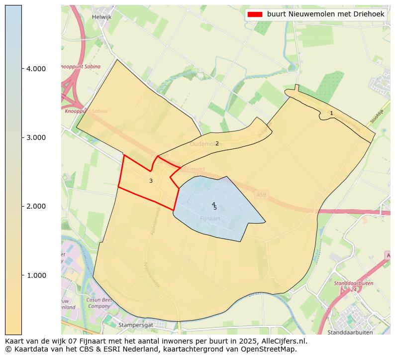Afbeelding van de buurt Nieuwemolen met Driehoek op de kaart.