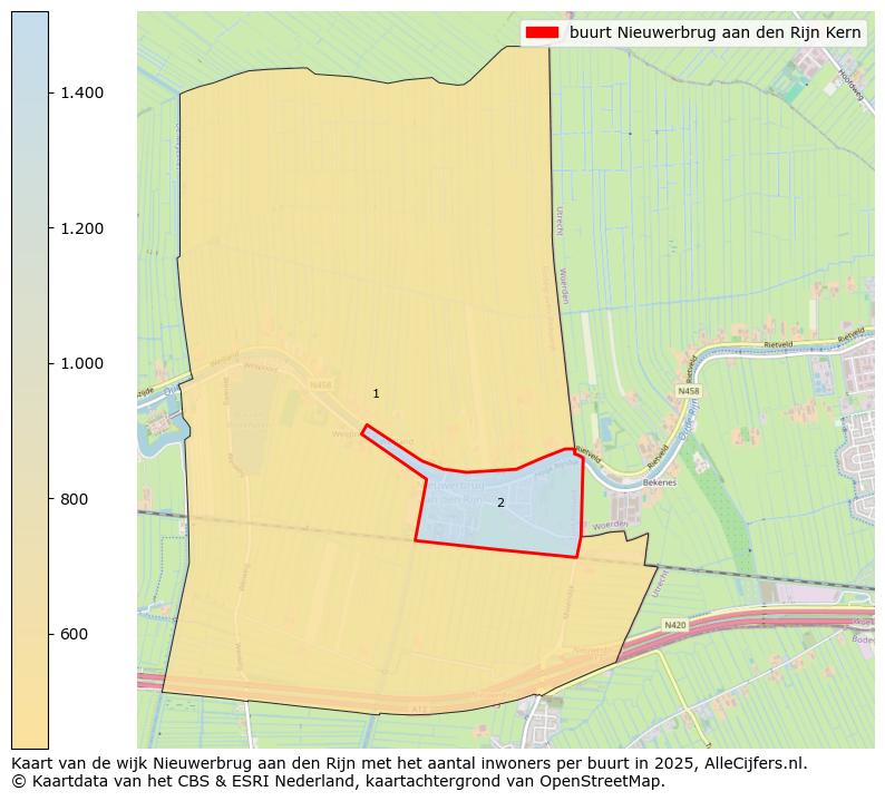 Afbeelding van de buurt Nieuwerbrug aan den Rijn Kern op de kaart.