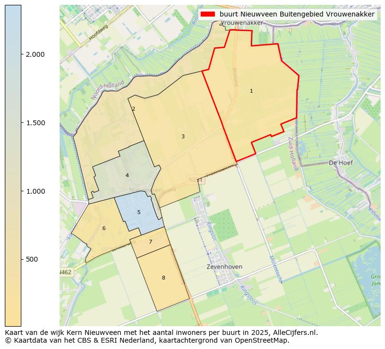 Afbeelding van de buurt Nieuwveen Buitengebied Vrouwenakker op de kaart.