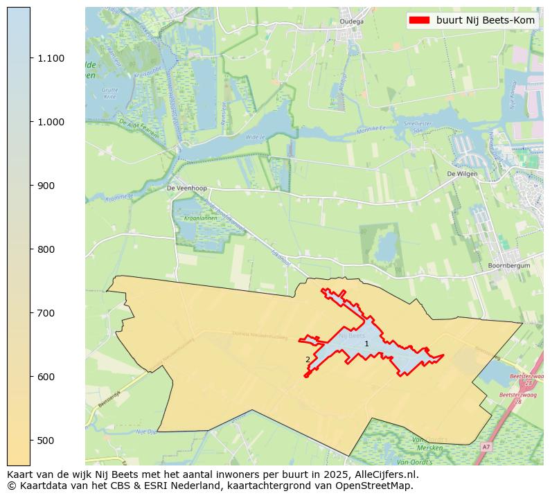 Afbeelding van de buurt Nij Beets-Kom op de kaart.