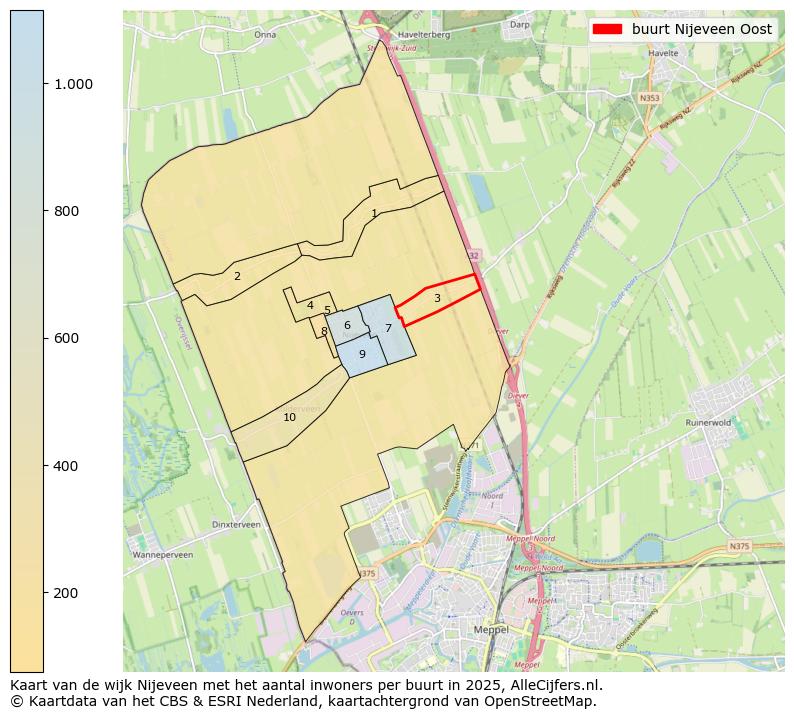 Afbeelding van de buurt Nijeveen Oost op de kaart.